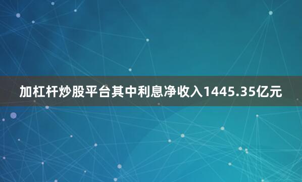 加杠杆炒股平台其中利息净收入1445.35亿元