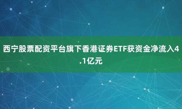 西宁股票配资平台旗下香港证券ETF获资金净流入4.1亿元