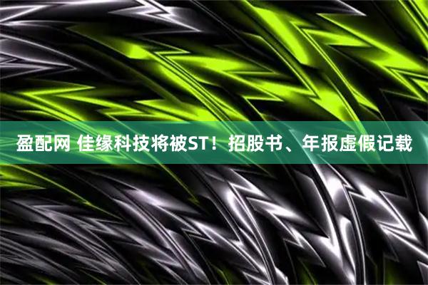 盈配网 佳缘科技将被ST！招股书、年报虚假记载